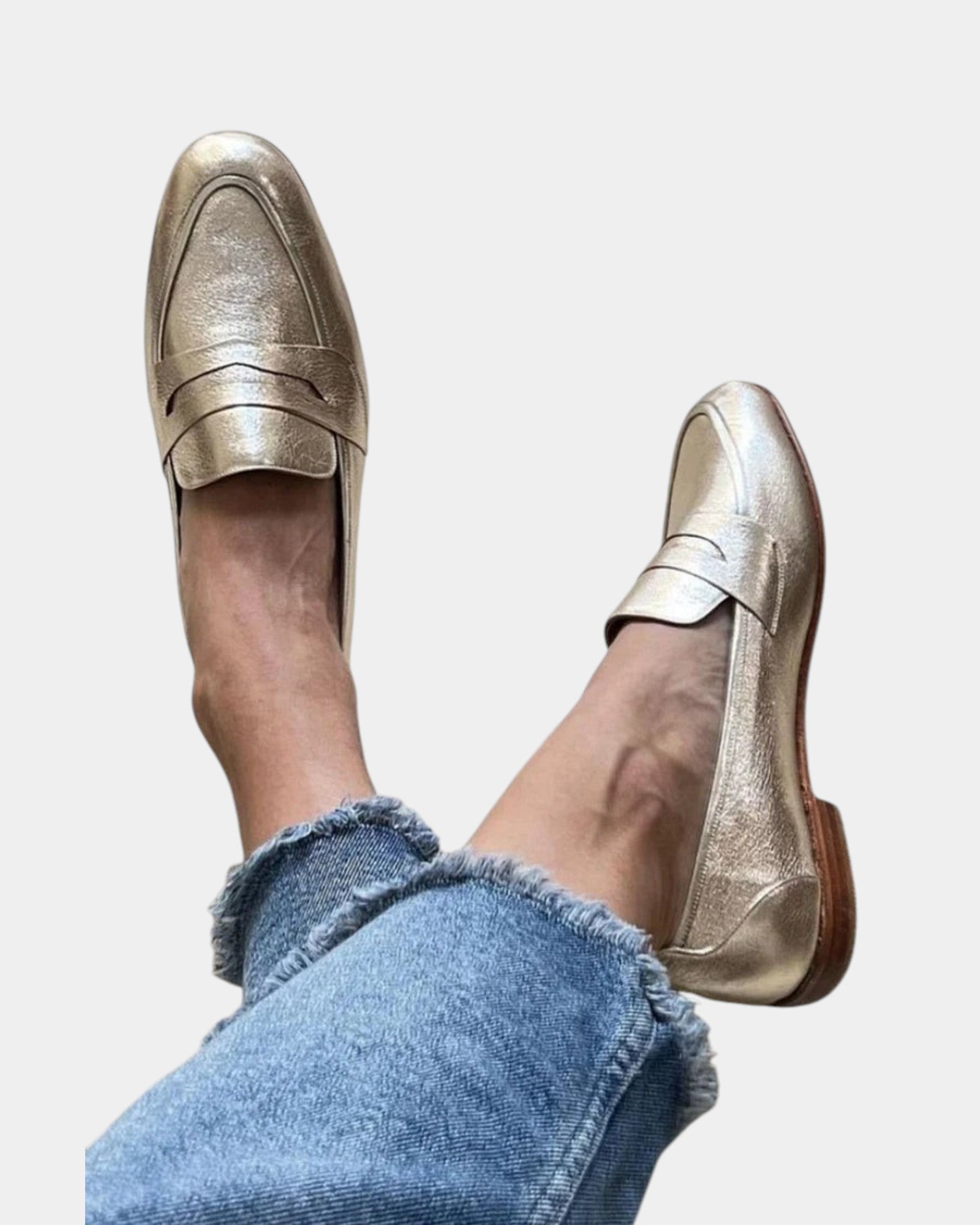 Ivy | Shiny Gold Loafers