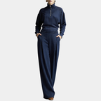 Cora | Mock Neck Set with Striped Zipper Closure