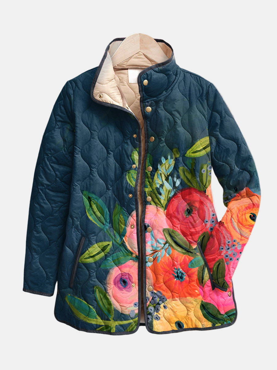 Poppy | Veste Matelassée Imprimée Florale Vintage