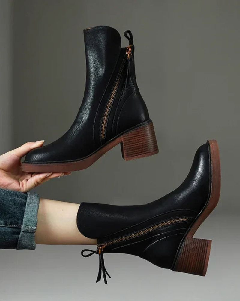 Hazel | Black Leather Boots
