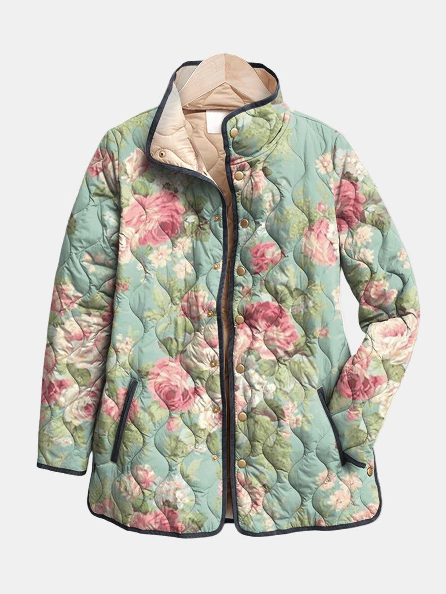 Harper | Veste Matelassée avec Motif Floral Rétro
