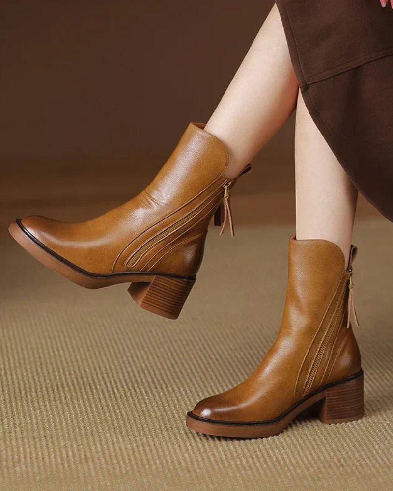 Hazel | Black Leather Boots