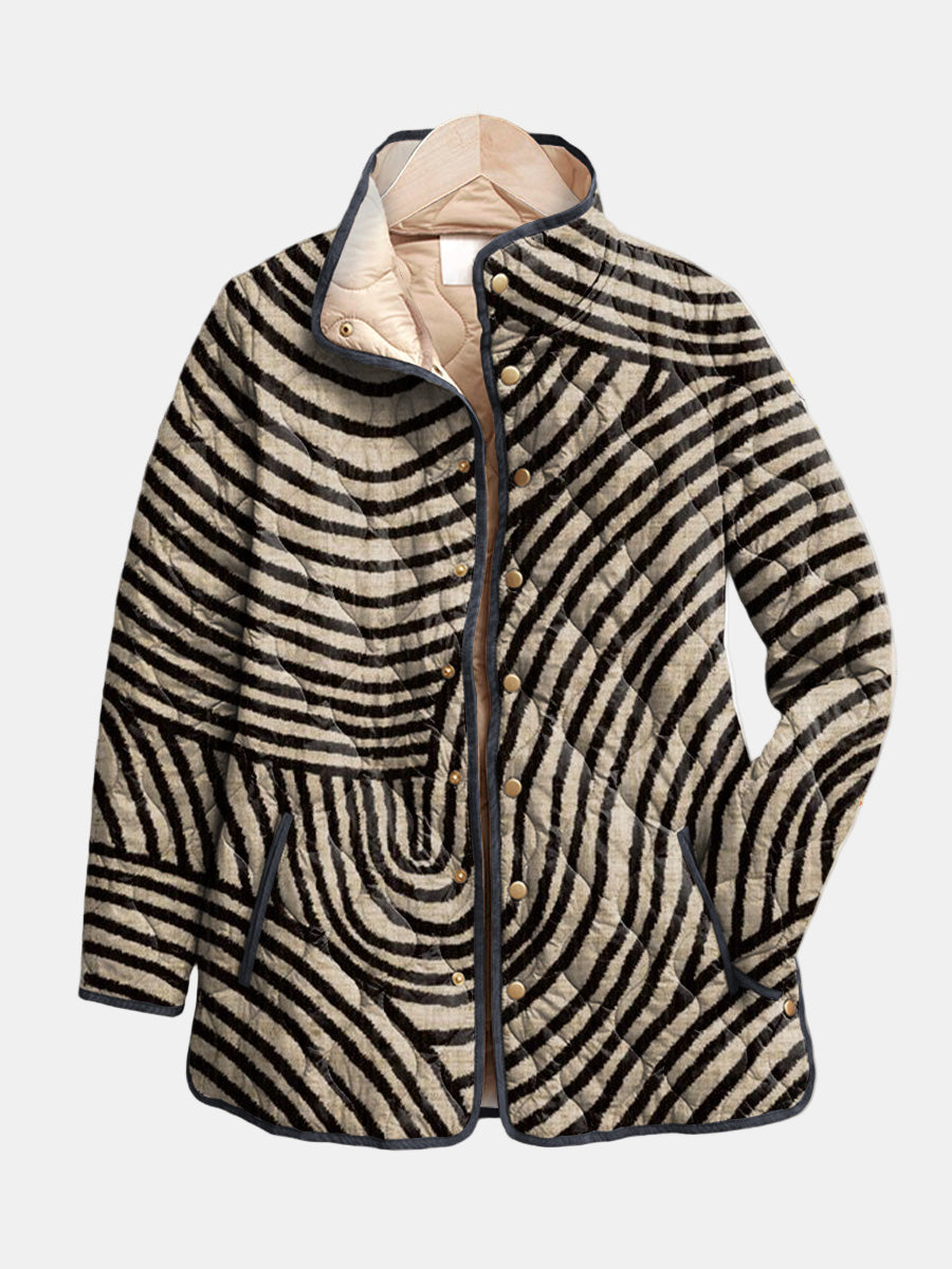 Lily | Veste Matelassée avec Design Circulaire Rétro Dessiné à la Main