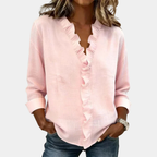 Poppy | Blouse with V-neck and delicate ruffles