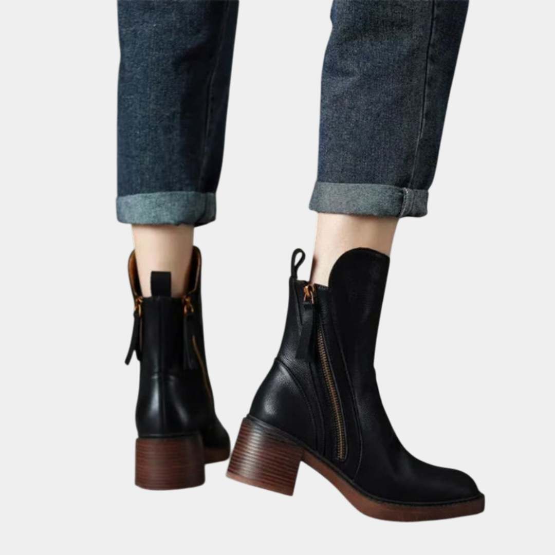 Hazel | Black Leather Boots