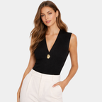 Zoe | Knit Vest with Button Detail and V-Neck