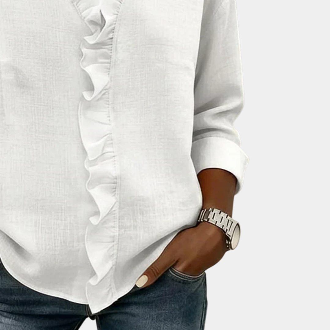 Poppy | Blouse with V-neck and delicate ruffles