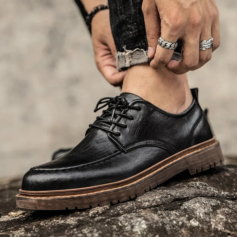 CARLOS - Zapatos de cuero genuino de corte bajo