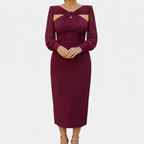 Anahera | Crossed Midi Dress with Sleeves