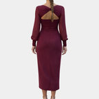 Anahera | Crossed Midi Dress with Sleeves