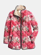 Mia | Veste Matelassée Charmante avec Imprimé Floral Rose