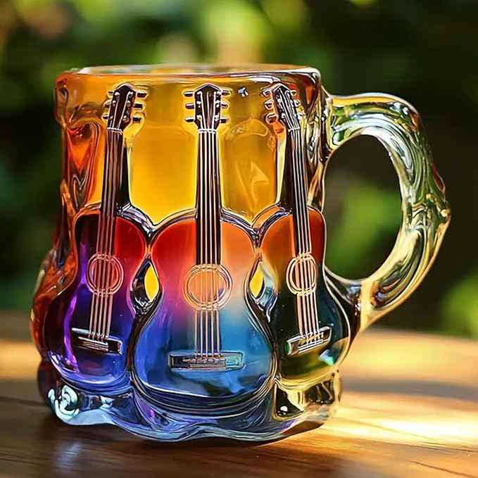Artisan Mug Featuring 3D Guitar Design