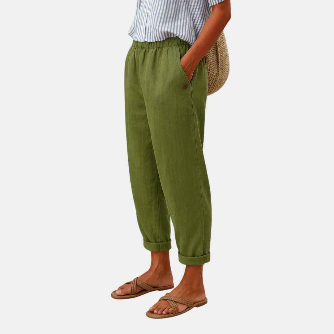 Mila | Comfortable Linen Effect Trousers