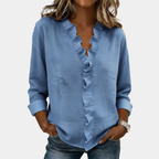 Poppy | Blouse with V-neck and delicate ruffles