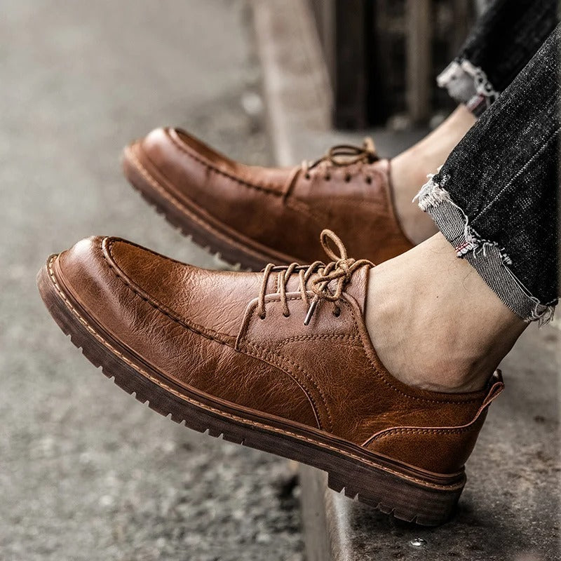CARLOS - Zapatos de cuero genuino de corte bajo