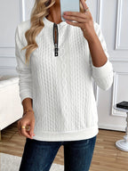 Textured Zipper Sweatshirt – Stylish & Comfy eua