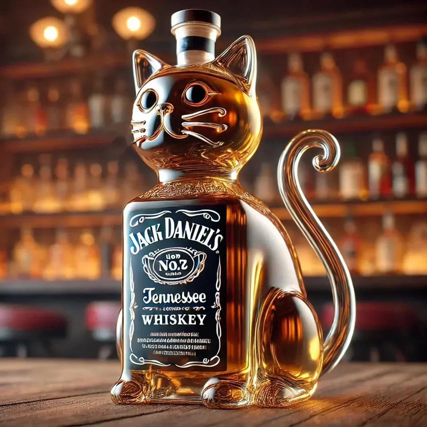 Cat-Themed Whisky Bottle