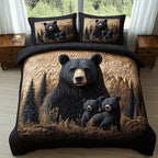 3-Piece Quilted Bedding Set Featuring Forest Animals