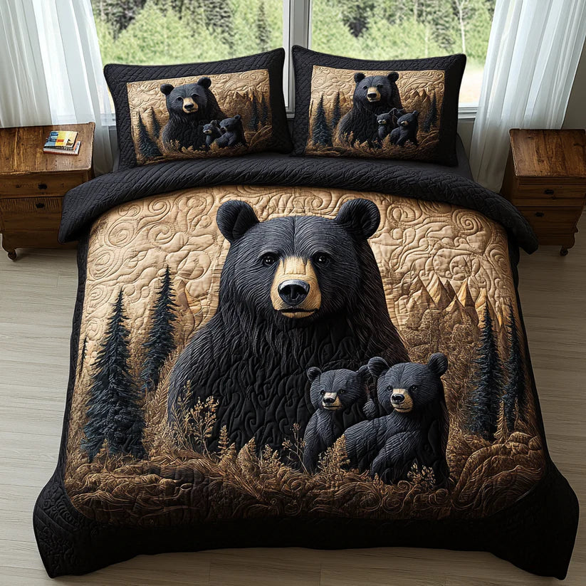 3-Piece Quilted Bedding Set Featuring Forest Animals