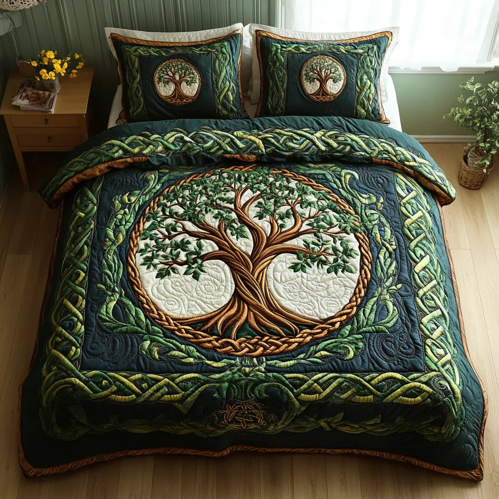 Tree of Life 3-Piece Quilted Bed Sheet Set