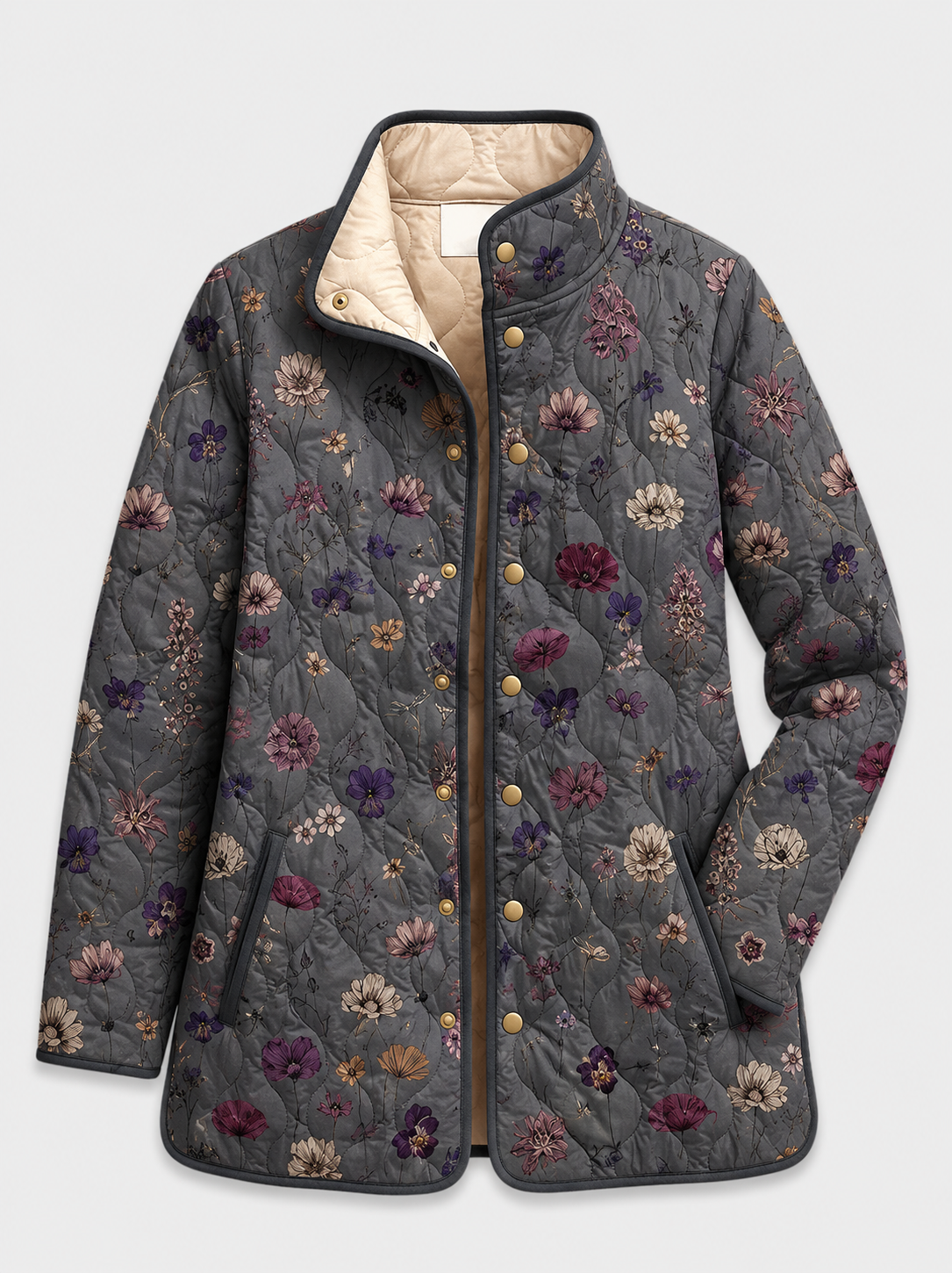 Grace | Veste Matelassée avec Imprimé Floral Vintage