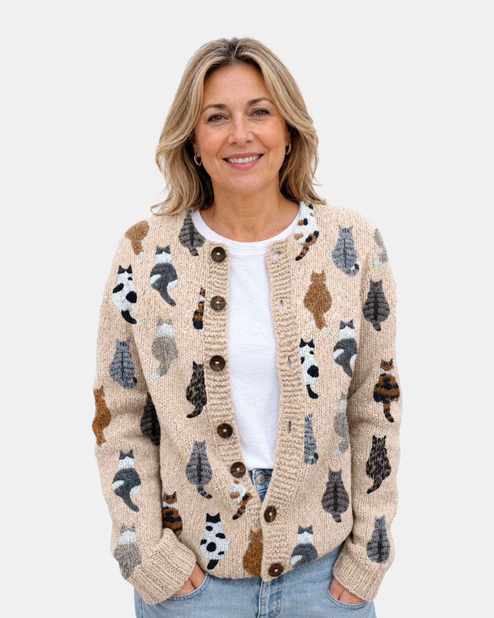 Kiri | Soft Cat Pattern Cardigan