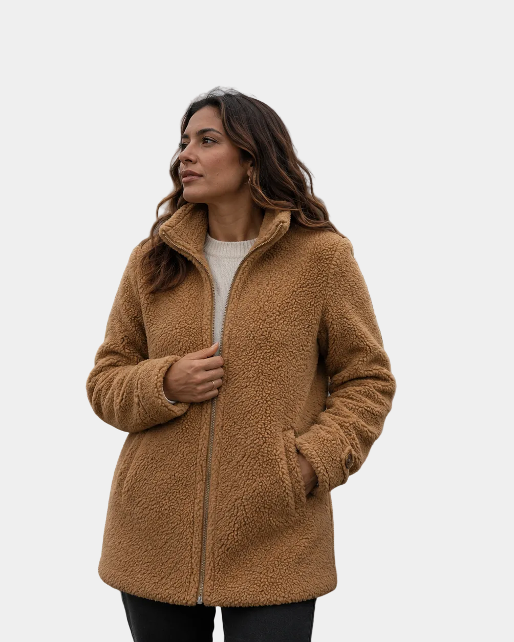 Ella | soft mid-length coat with zipper