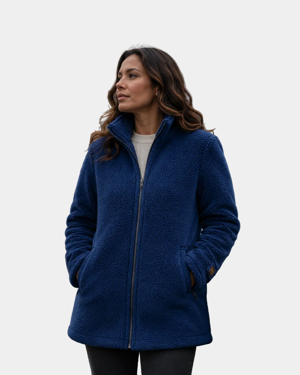 Ella | soft mid-length coat with zipper