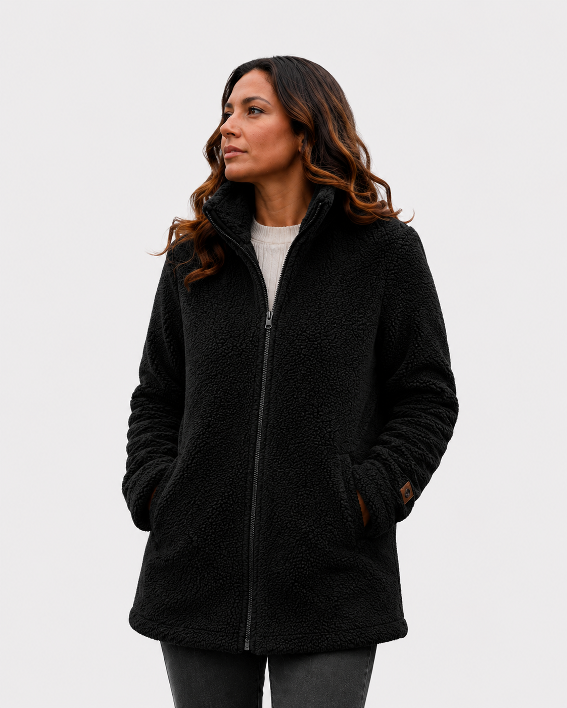 Ella | soft mid-length coat with zipper