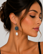 Amelia | Vintage Blue Stone Pearl Earrings