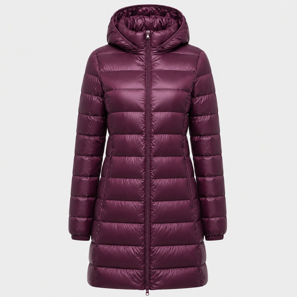 Natalie | Élégant Manteau Long Rouge Vin