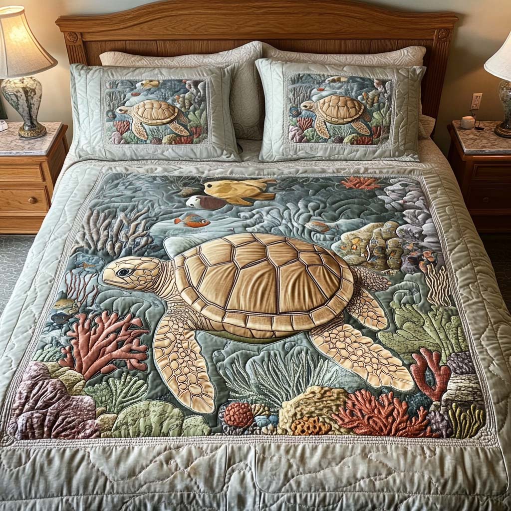 Quilted Turtles 3-Piece Bedding Set