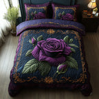 Purple and Pink 3-Piece Quilted Bedding Set