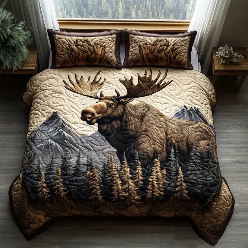 3-Piece Quilted Bedding Set Featuring Forest Animals