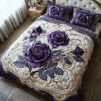 Purple and Pink 3-Piece Quilted Bedding Set