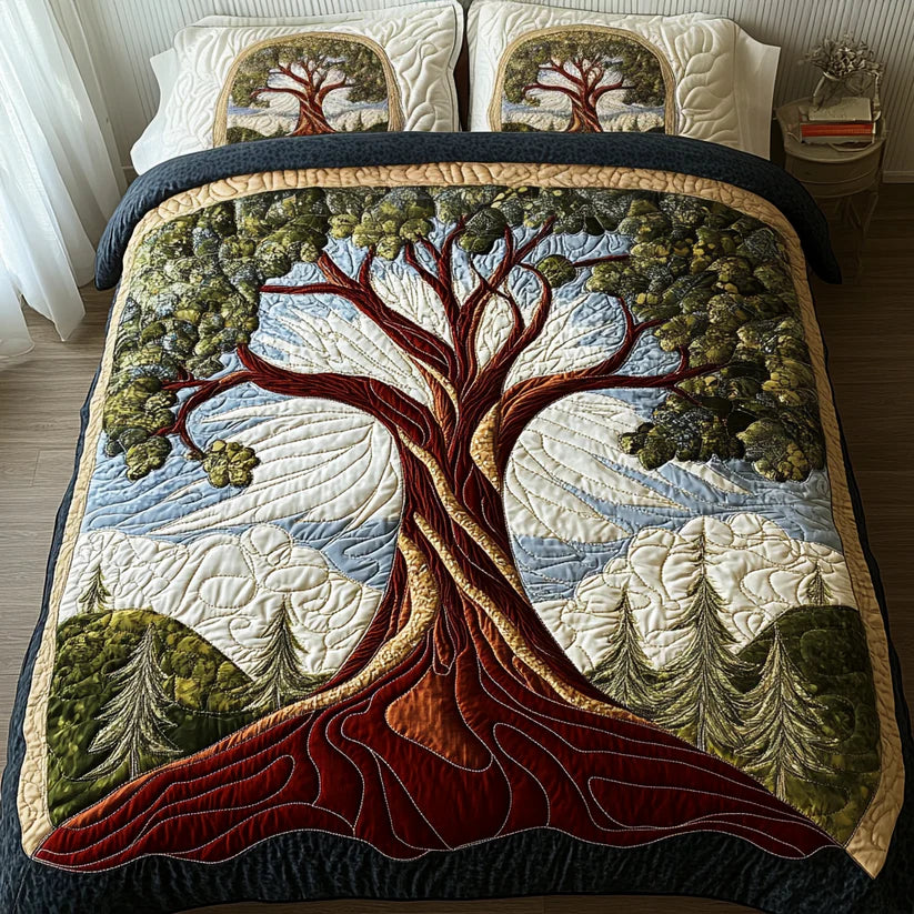 Tree of Life 3-Piece Quilted Bed Sheet Set