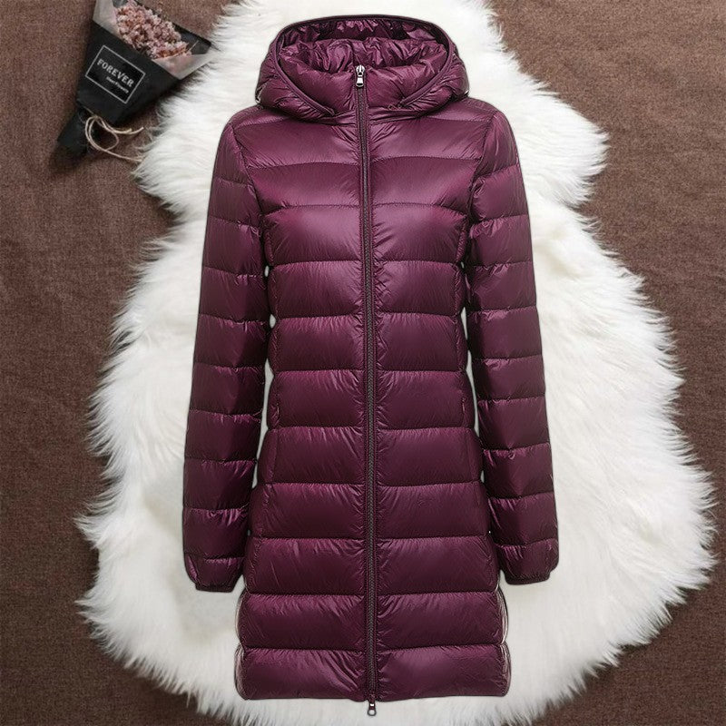 Natalie | Élégant Manteau Long Rouge Vin