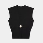 Zoe | Knit Vest with Button Detail and V-Neck