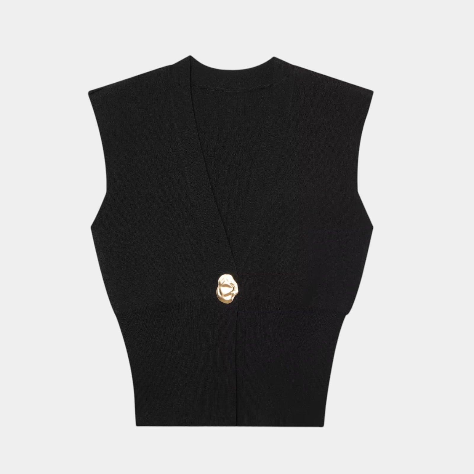Zoe | Knit Vest with Button Detail and V-Neck