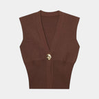 Zoe | Knit Vest with Button Detail and V-Neck