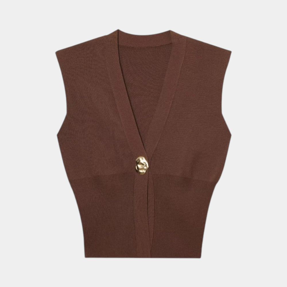 Zoe | Knit Vest with Button Detail and V-Neck