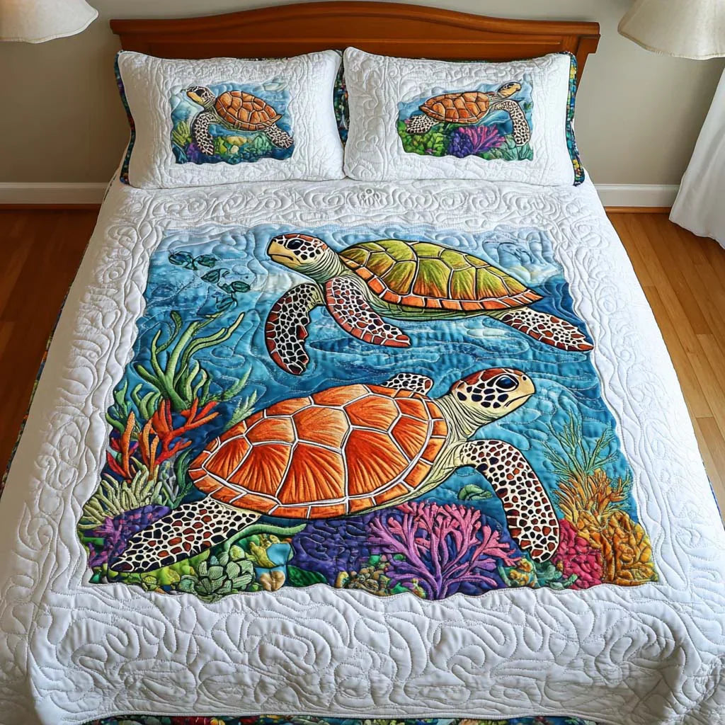 Quilted Turtles 3-Piece Bedding Set