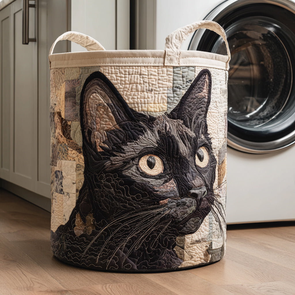 Rustic Black Cat Laundry Basket