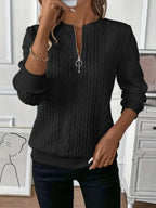 Textured Zipper Sweatshirt – Stylish & Comfy eua