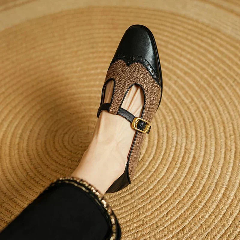 Grace | Vintage Leather Shoes with Buckle