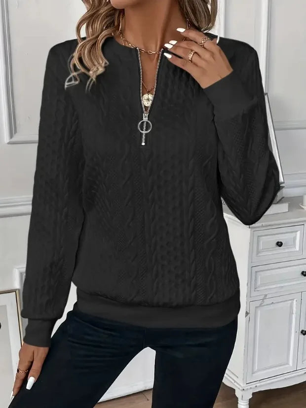 Textured Zipper Sweatshirt – Stylish & Comfy eua
