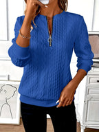 Textured Zipper Sweatshirt – Stylish & Comfy eua
