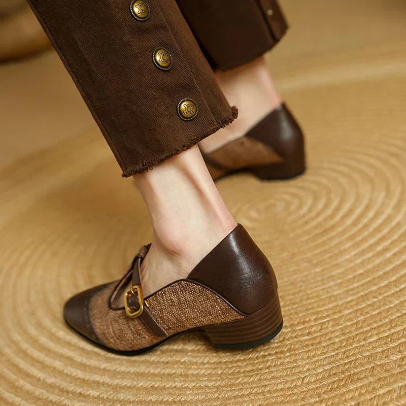 Grace | Vintage Leather Shoes with Buckle