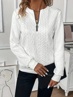 Textured Zipper Sweatshirt – Stylish & Comfy eua