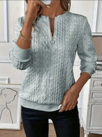 Textured Zipper Sweatshirt – Stylish & Comfy eua